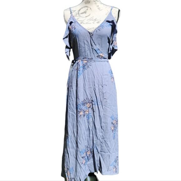ASTR the label Womens Gwyn Floral Print Cold Shoulder Midi Dress Size Small Blue - Picture 4 of 11